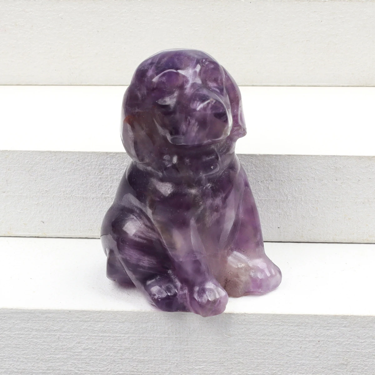 Black Obsidian Dog Figurine, Natural Stone, Hand Carved Jade Mini Puppy, Crystal Craft, Chakra, Home Decor, 1.5"