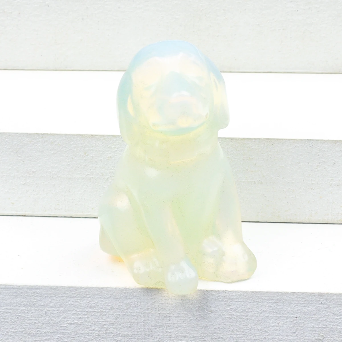 Black Obsidian Dog Figurine, Natural Stone, Hand Carved Jade Mini Puppy, Crystal Craft, Chakra, Home Decor, 1.5"
