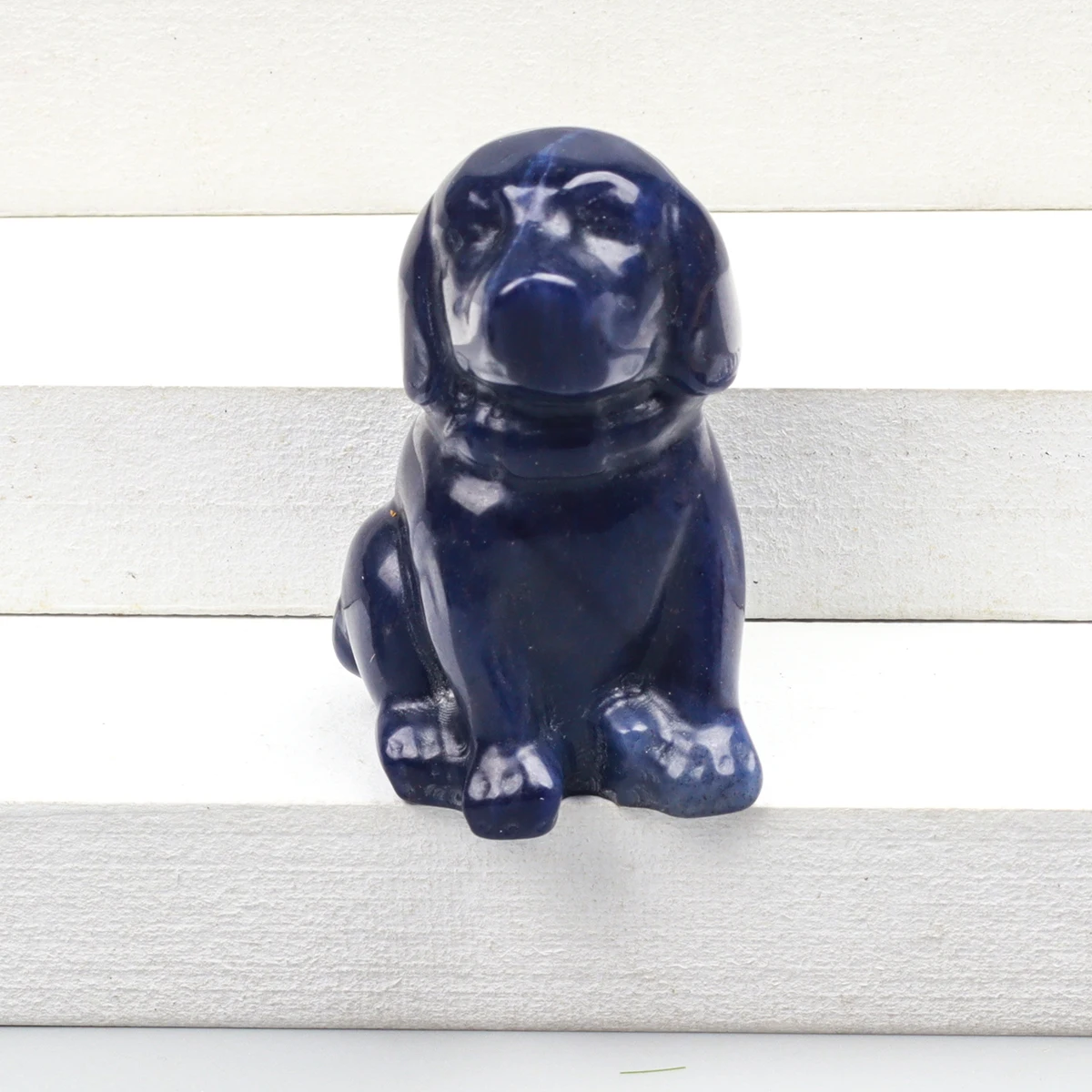 Black Obsidian Dog Figurine, Natural Stone, Hand Carved Jade Mini Puppy, Crystal Craft, Chakra, Home Decor, 1.5"