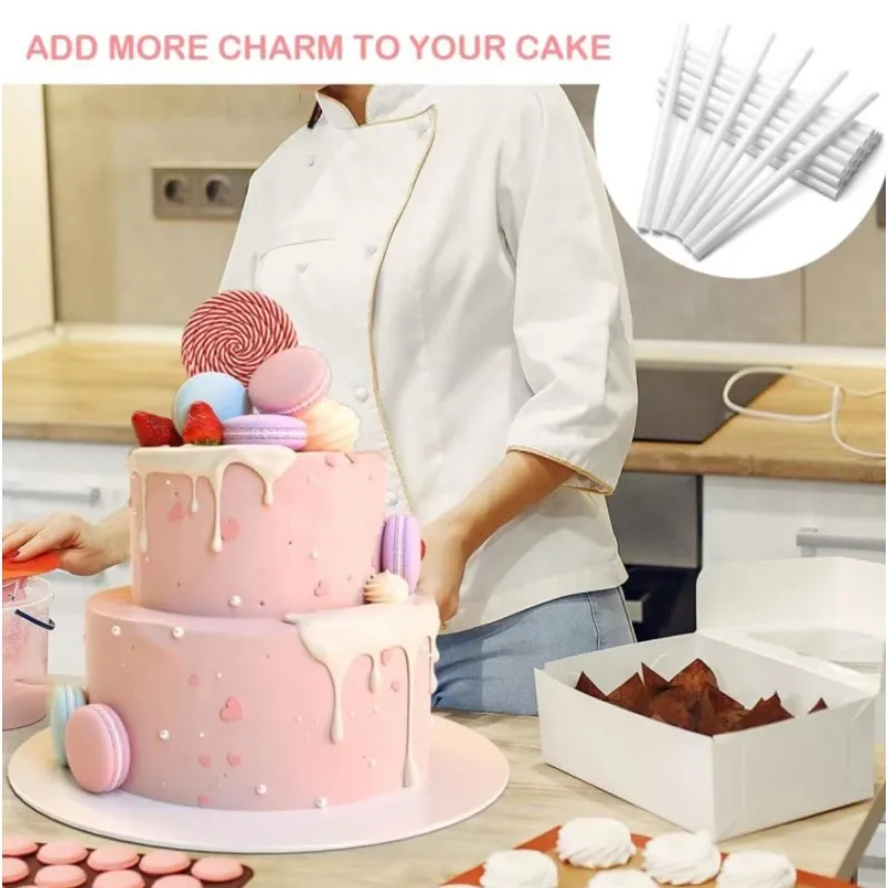 10/30/50PCS White Plastic Cake Dowel Rods for Tiered Cake Construction and Stacking Supporting Cake Round Dowels Straws