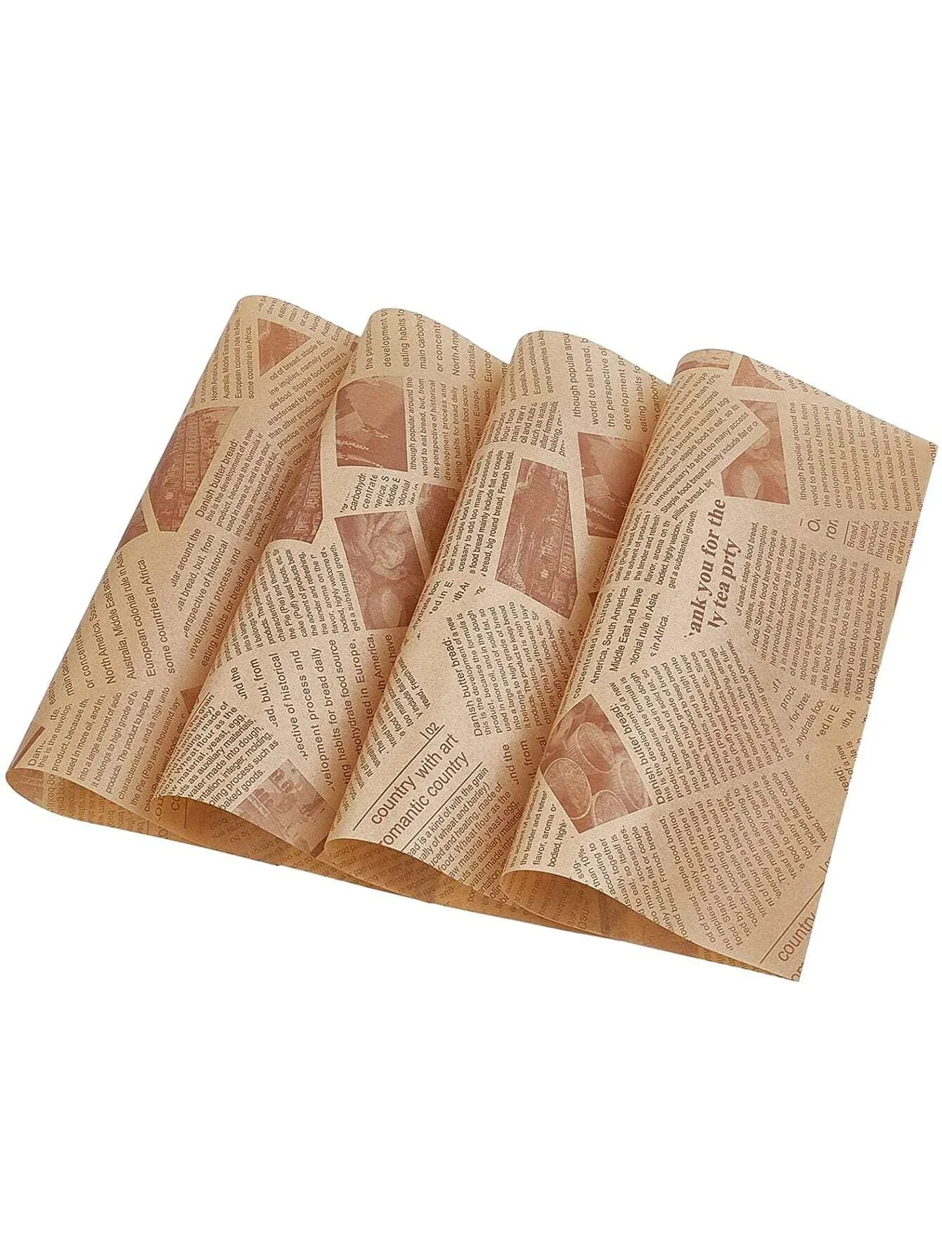 50pcs Oil-Proof Paper Food Wrapping Paper Baking Sandwich Burger Fries Fried Food Wrapping Paper Plate Mat Accessories