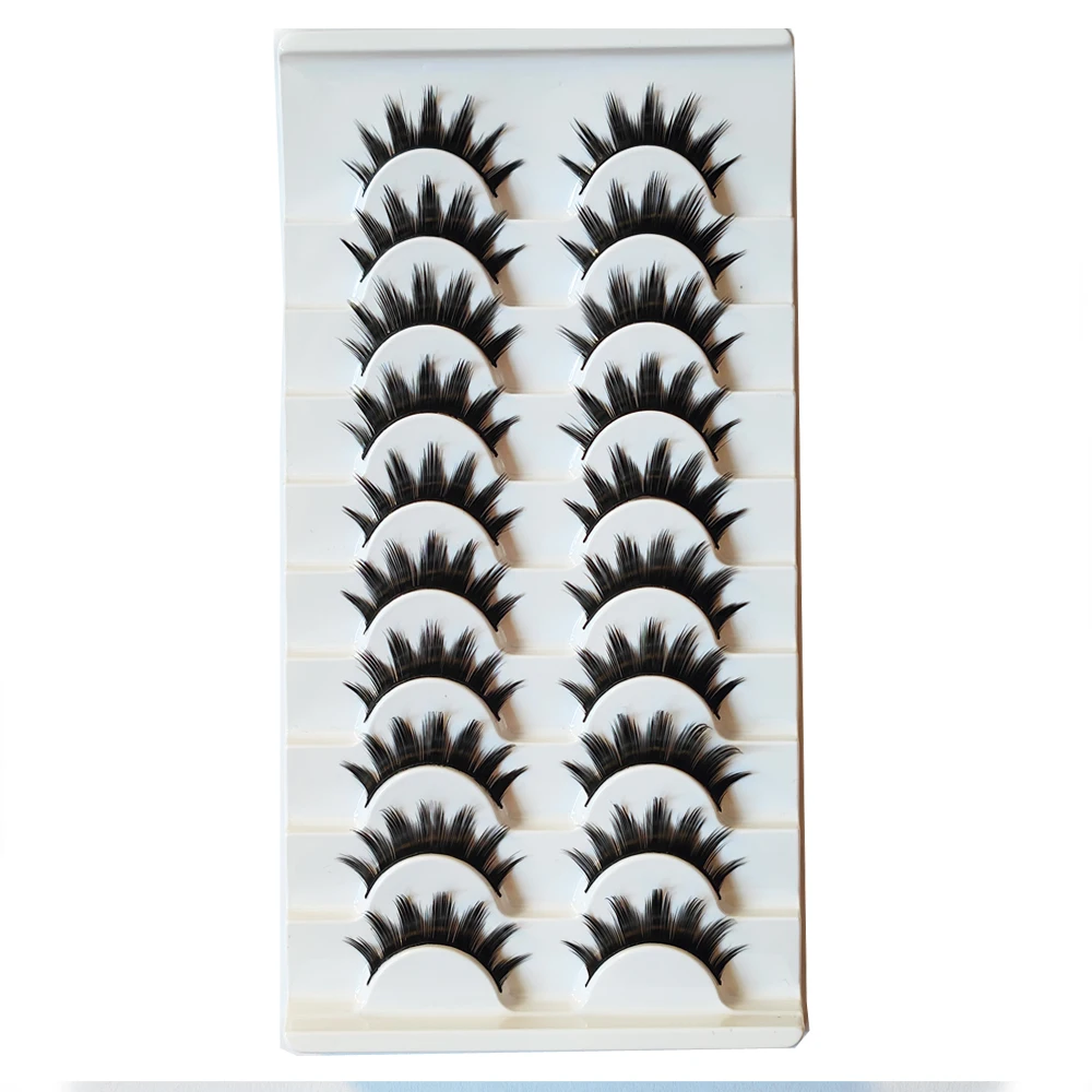 10 Pairs Makeup False Eyelashes 3D Thick Dramatic Looking Faux Mink Eye Lashes Long Handmade Eyelash Cosmetics Tools