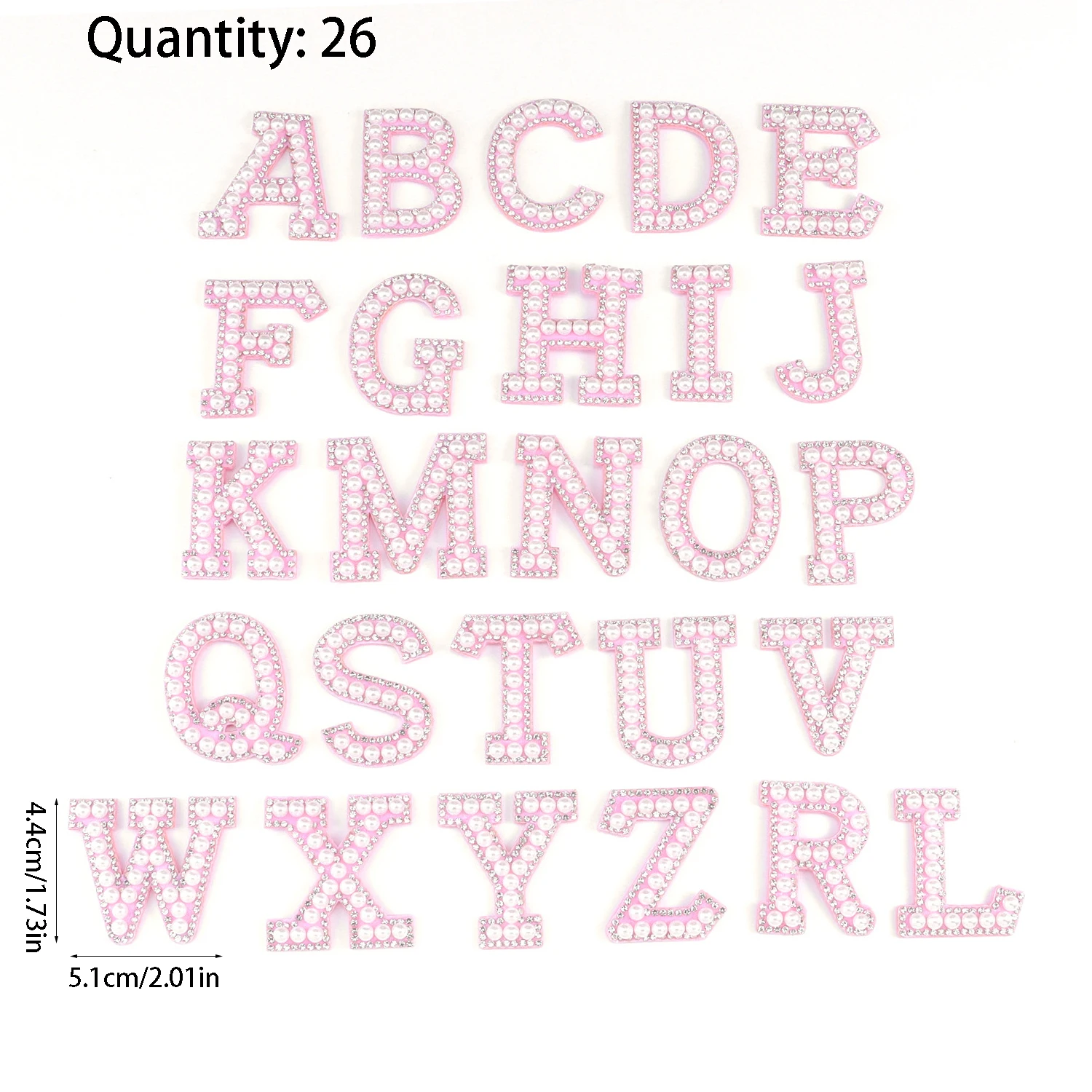 26pcs A-Z English Letter Glitter Pearls Rhinestone Patches Repair Embroidered Sew on Appliques,Patches for DIY Clothes Bags Hats