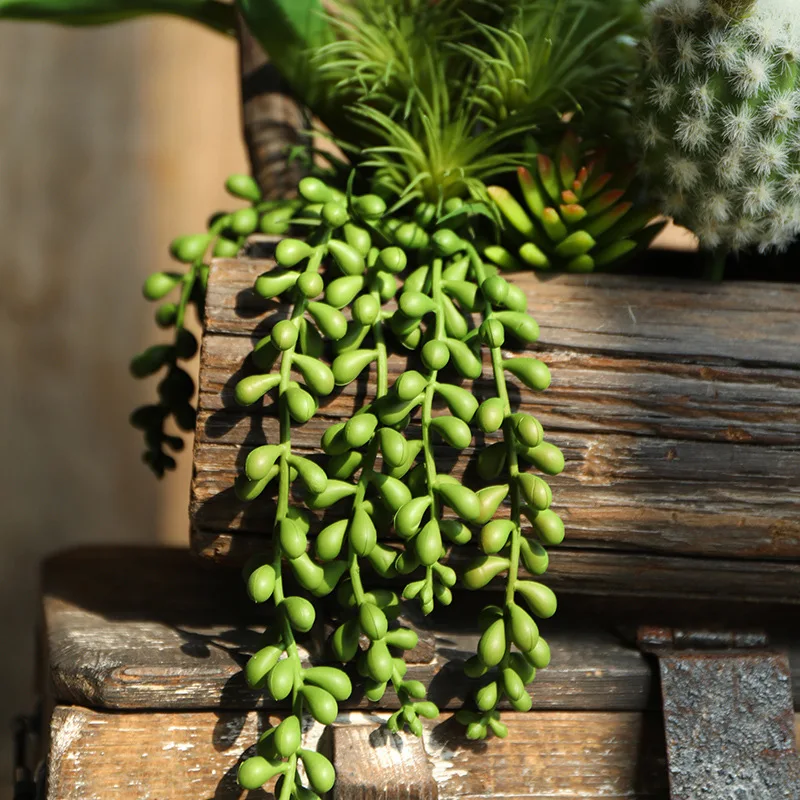 Lifelike Artificial Lush Hanging Succulents Home Wedding Green Plant Wall Hanging Vine Decorative Plant Wall Balcony Outdoor