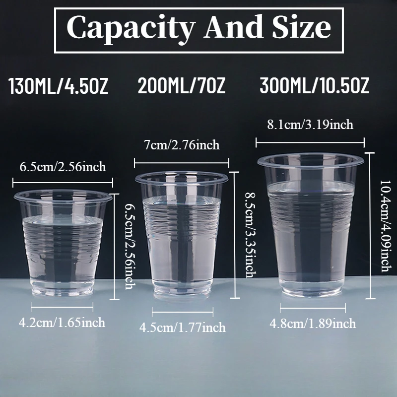 50/100PCS Disposable Clear Plastic Cup Outdoor Picnic Plastic Cup Drinking Cup for Parties Birthdays Weddings Camping Utensils