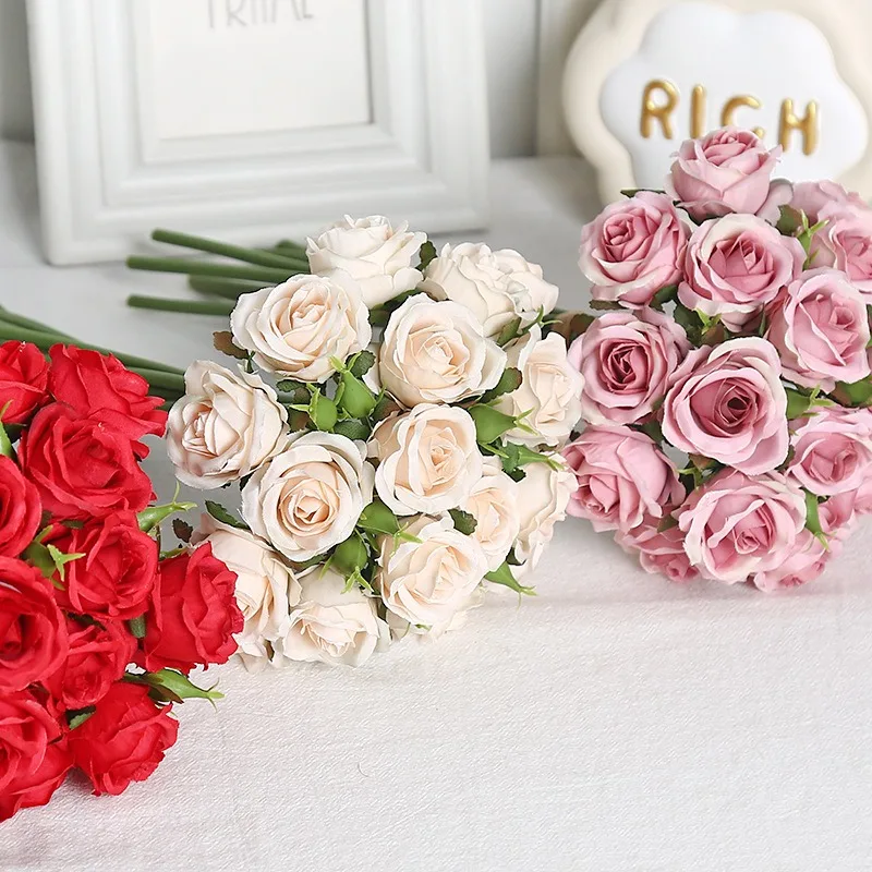 18 Individual Roses in Hand, Finished Flower Bouquet, Living Room Decoration, Artificial Flower