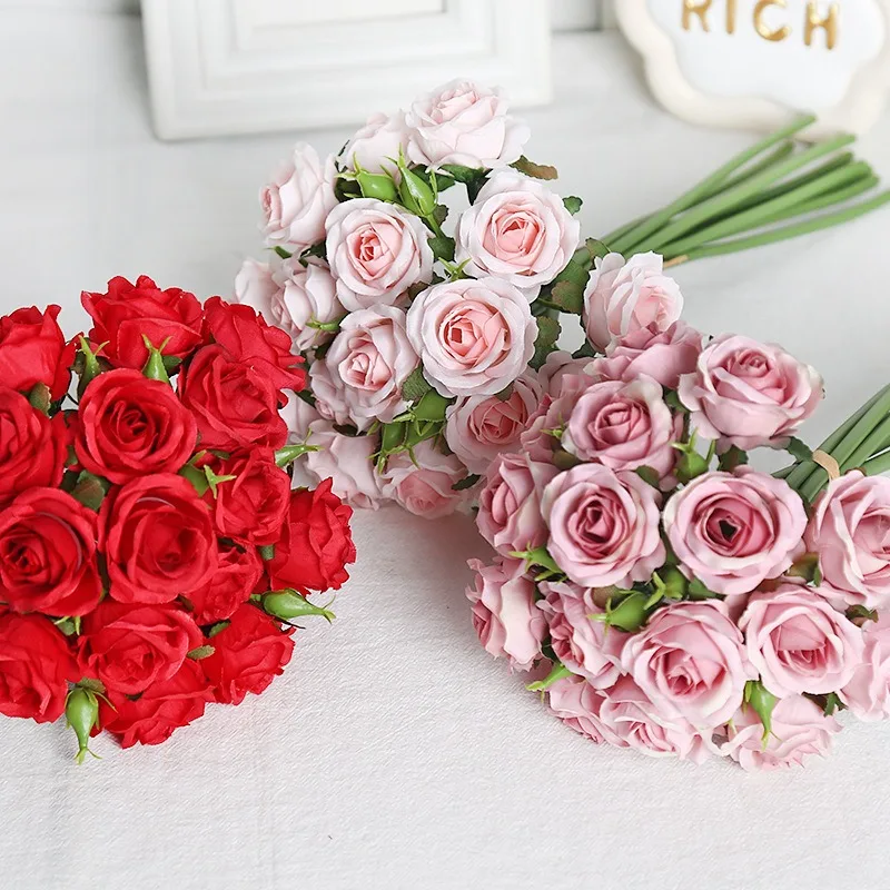18 Individual Roses in Hand, Finished Flower Bouquet, Living Room Decoration, Artificial Flower
