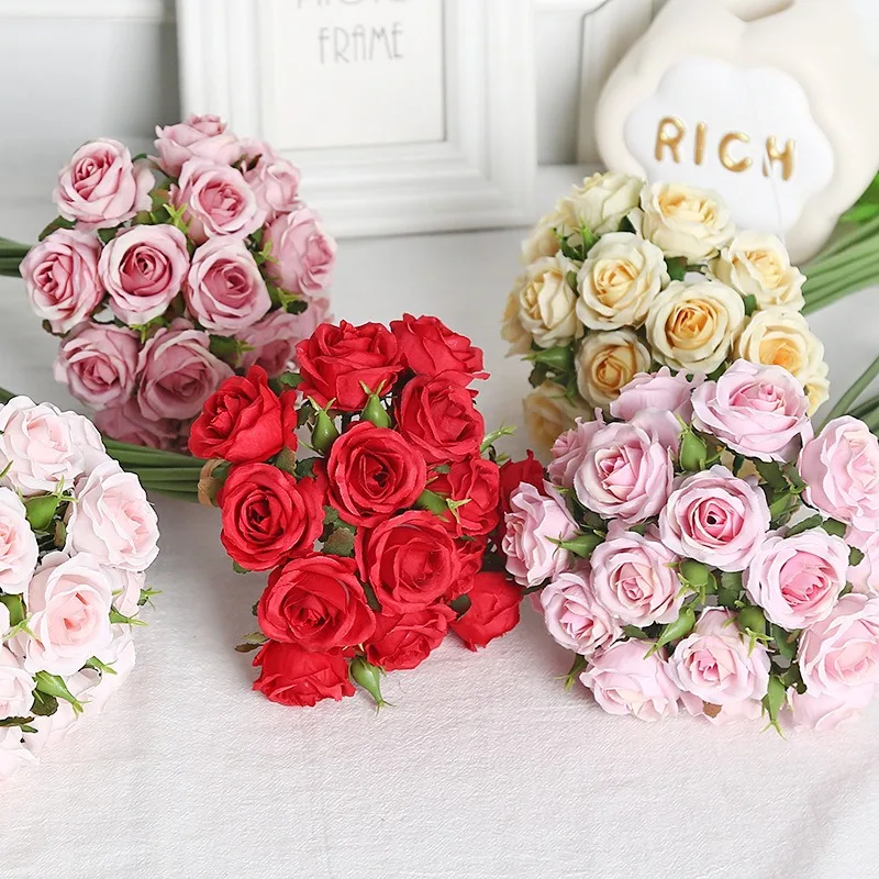 18 Individual Roses in Hand, Finished Flower Bouquet, Living Room Decoration, Artificial Flower