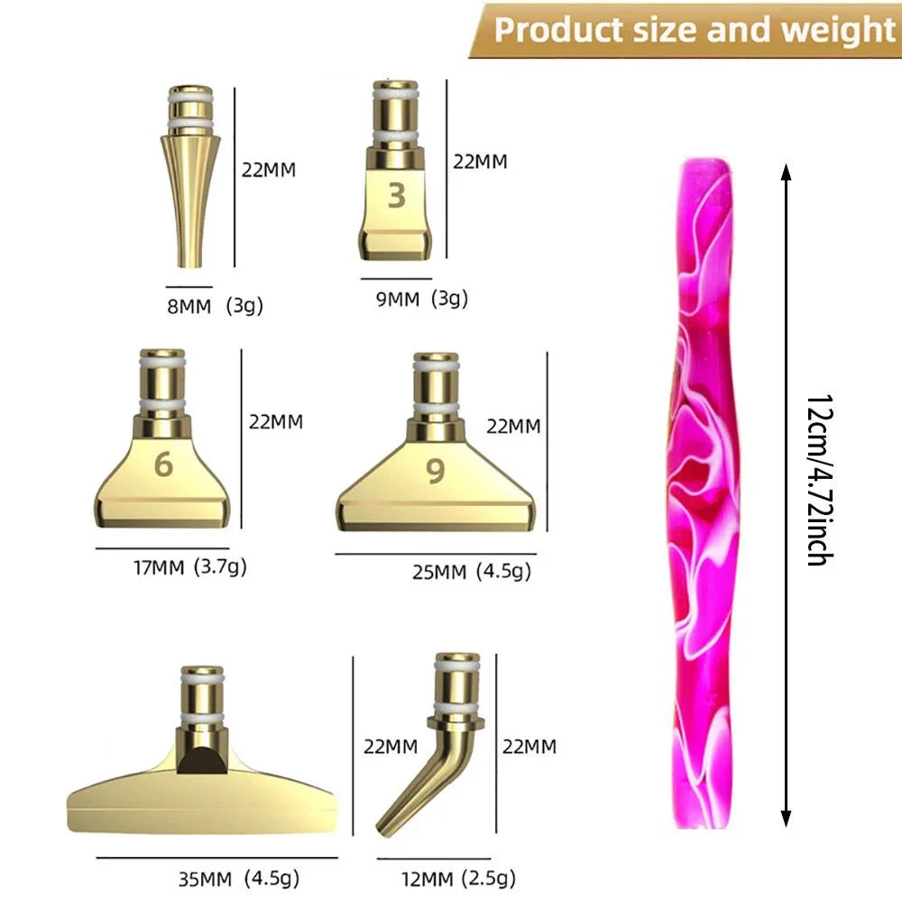 7Pcs/Se Reusable Diamond Painting Pen Replacement Pen Heads Cross Stitch Embroidery Quick Cases Tool Metal Point Drill Pen Heads