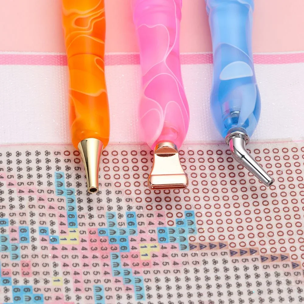 7Pcs/Se Reusable Diamond Painting Pen Replacement Pen Heads Cross Stitch Embroidery Quick Cases Tool Metal Point Drill Pen Heads