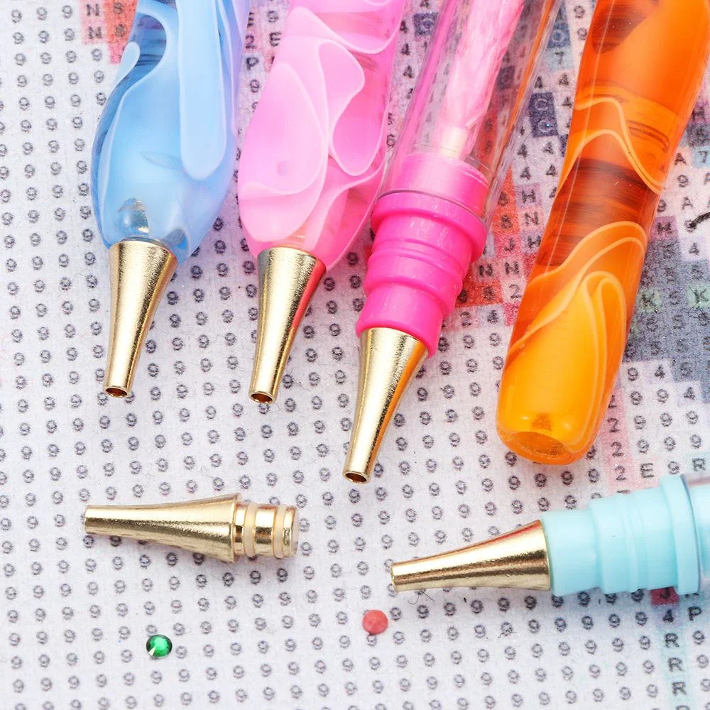 7Pcs/Se Reusable Diamond Painting Pen Replacement Pen Heads Cross Stitch Embroidery Quick Cases Tool Metal Point Drill Pen Heads