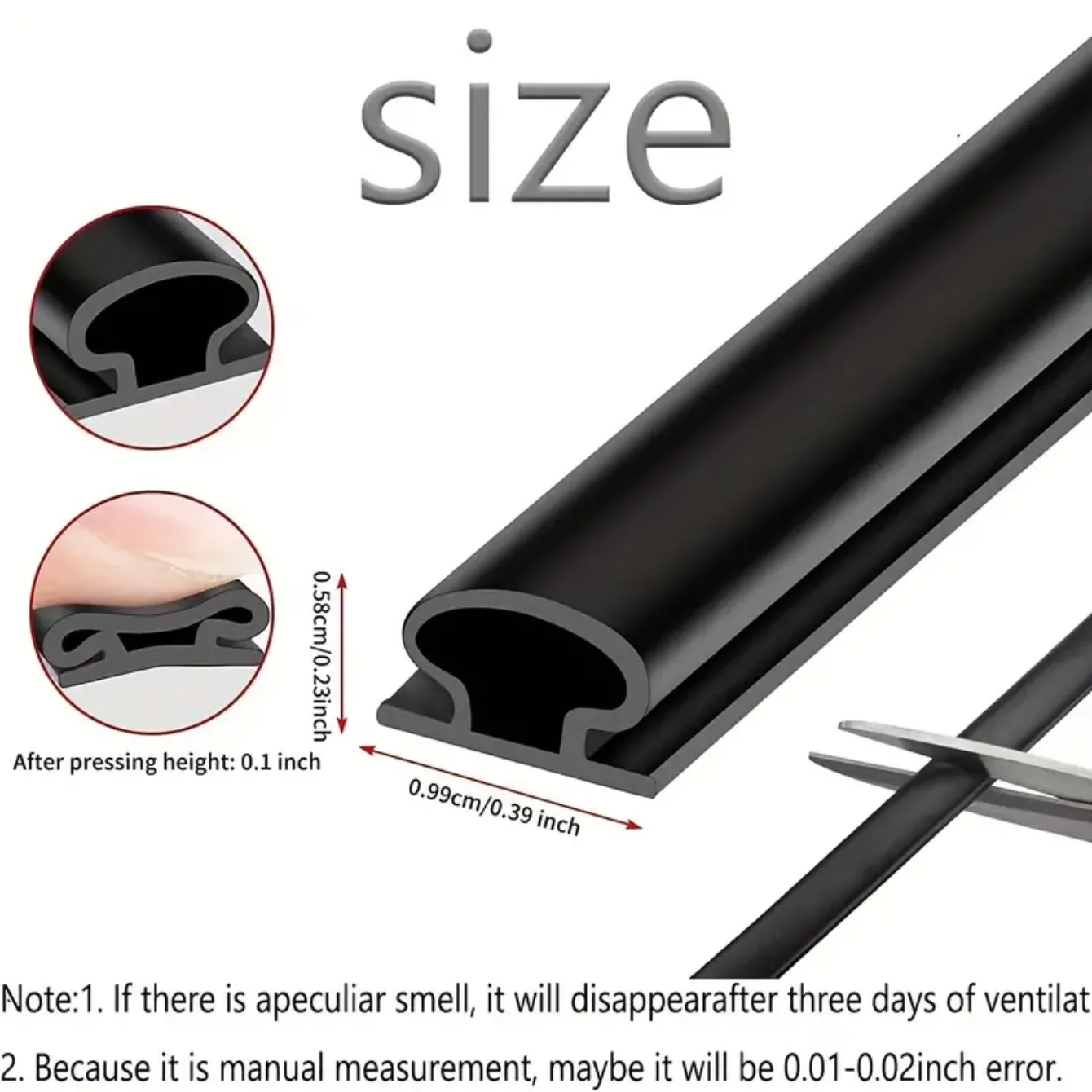 6M/1Roll Window Dustproof Soundproof Bedroom Door Weather Sealing Strip 10*6mm Self Adhesive Anti-Collision Sound Insulation