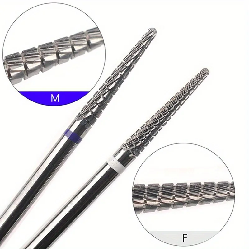 1/2Pcs Carbide Cuticle Clean Nail Bit Cone Nail Drill Bits Electric Grinding Burr Manicure Drills Nails Accessories Tools