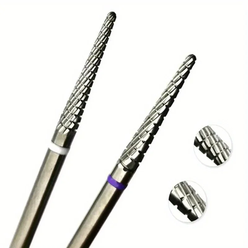 1/2Pcs Carbide Cuticle Clean Nail Bit Cone Nail Drill Bits Electric Grinding Burr Manicure Drills Nails Accessories Tools