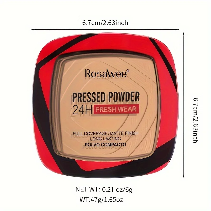 Full Coverage Pressed Powder Foundation With Puff Applicator, 24H Wear Matte Control Oil Foundation Long Lasting Face Makeup