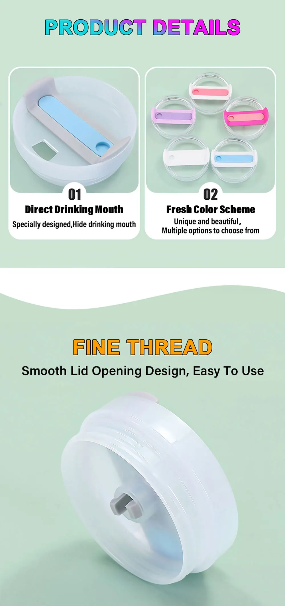 Silicone World 40oz For Stanley H2.0 Tumbler Flip Straw Lid Replaceble Sealed Leak Proof Cup Cover Coffee Cups Tumbler Lids