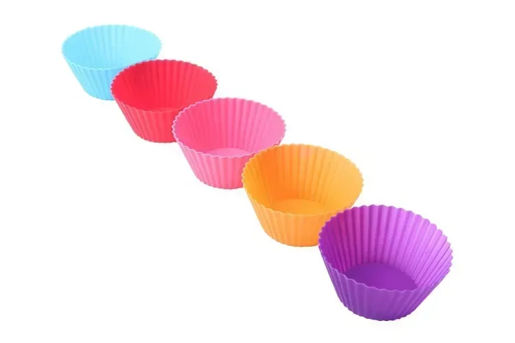 5/10/20/30pcs/lot Silicone Cake Mold Round Heart Shape Muffin Cupcake Baking Molds Home Kitchen Bakeware Resistant and Soft