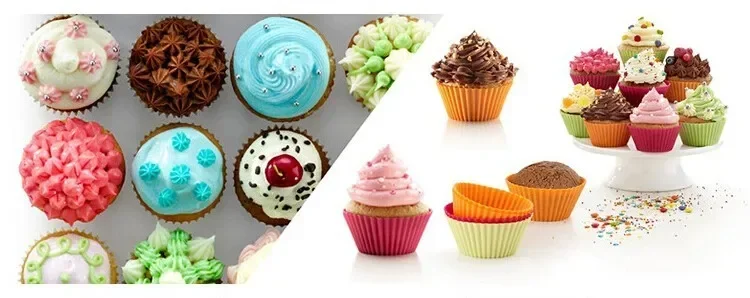 5/10/20/30pcs/lot Silicone Cake Mold Round Heart Shape Muffin Cupcake Baking Molds Home Kitchen Bakeware Resistant and Soft