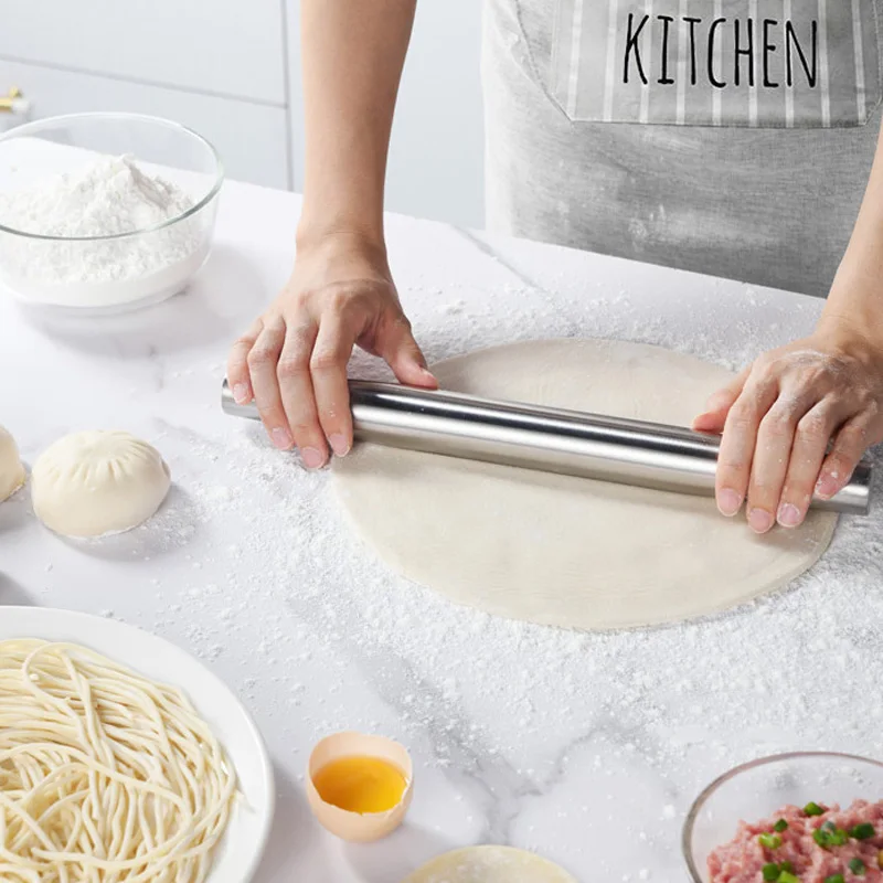 20/25/30cm Stainless Steel Non-Stick Rolling Roller Dough Bake Pizza Pastry Embossed Roller Surface Rolling Pin Kitchen Utensils