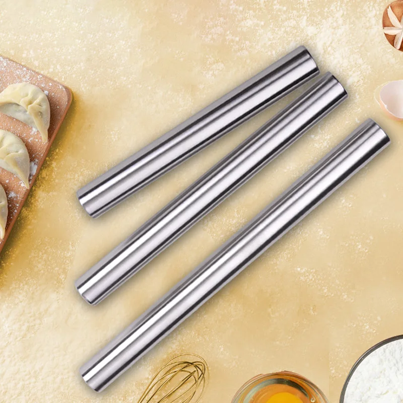 20/25/30cm Stainless Steel Non-Stick Rolling Roller Dough Bake Pizza Pastry Embossed Roller Surface Rolling Pin Kitchen Utensils