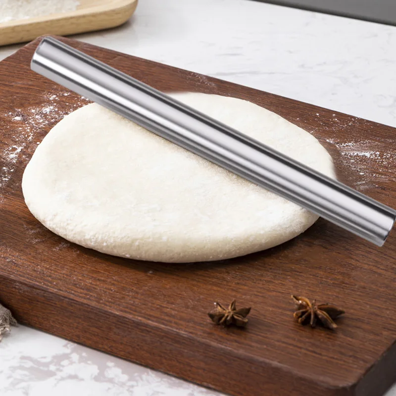 20/25/30cm Stainless Steel Non-Stick Rolling Roller Dough Bake Pizza Pastry Embossed Roller Surface Rolling Pin Kitchen Utensils