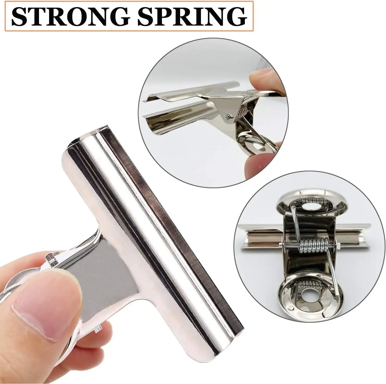 6Pcs Bulldog Clips Chip Clips Food Clip Multi-functional Metal Hinge Clamp Binder Paper Clips for Food Bag Kitchen Home Office