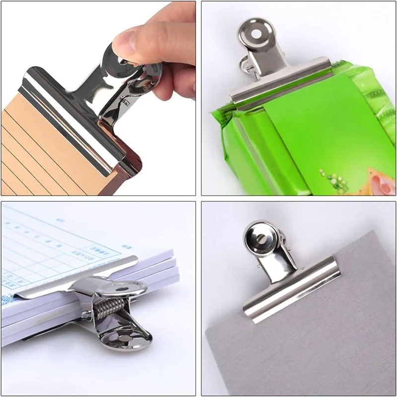 6Pcs Bulldog Clips Chip Clips Food Clip Multi-functional Metal Hinge Clamp Binder Paper Clips for Food Bag Kitchen Home Office
