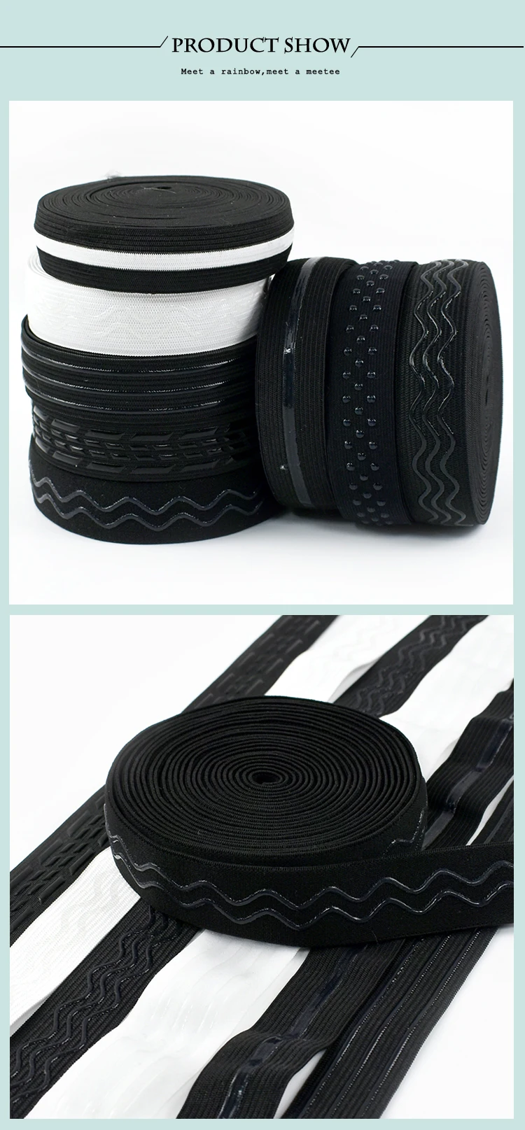 2/5Meters 10-50mm Silicone Elastic Band for Underwear Non-slip Bra Rubber Tape Waist Belt Stretch Ribbon DIY Sewing Accessories