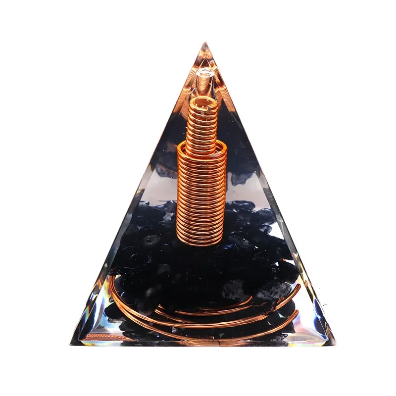 Energy Pyramid Orgonite Reiki Natural Amethyst Peridot Reiki Chakra Meditation Tool Room Decor Crystal Gifts Pyramid