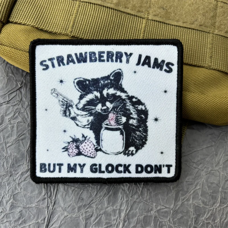 STRAWBERRY JAMS BUT MY GLOCK DON'T Patch Tactical Morale Badge printed Armband Hook Loop Patches Clothes Backpack Sticker