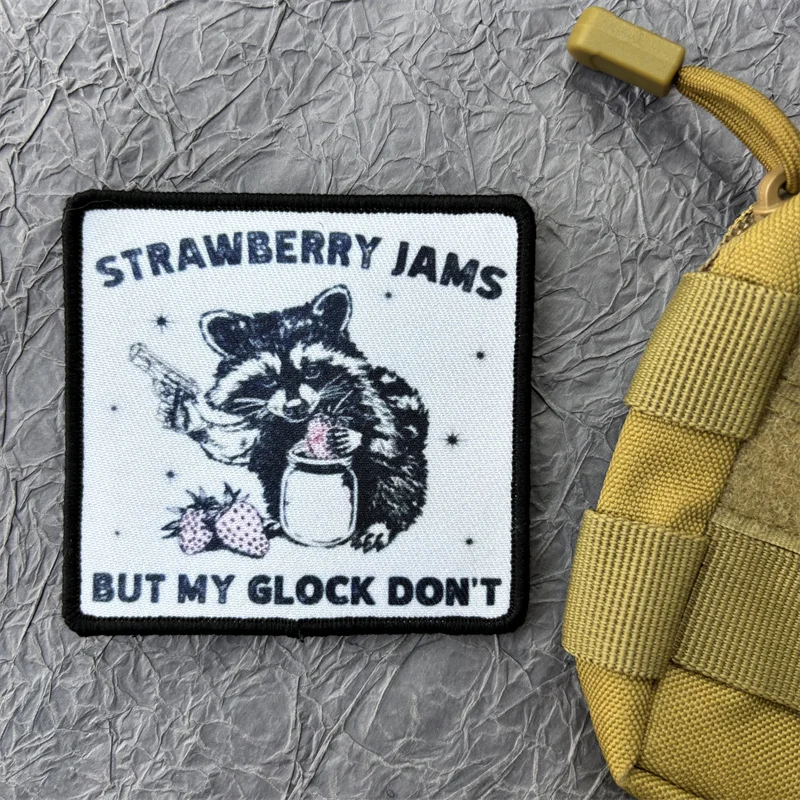 STRAWBERRY JAMS BUT MY GLOCK DON'T Patch Tactical Morale Badge printed Armband Hook Loop Patches Clothes Backpack Sticker