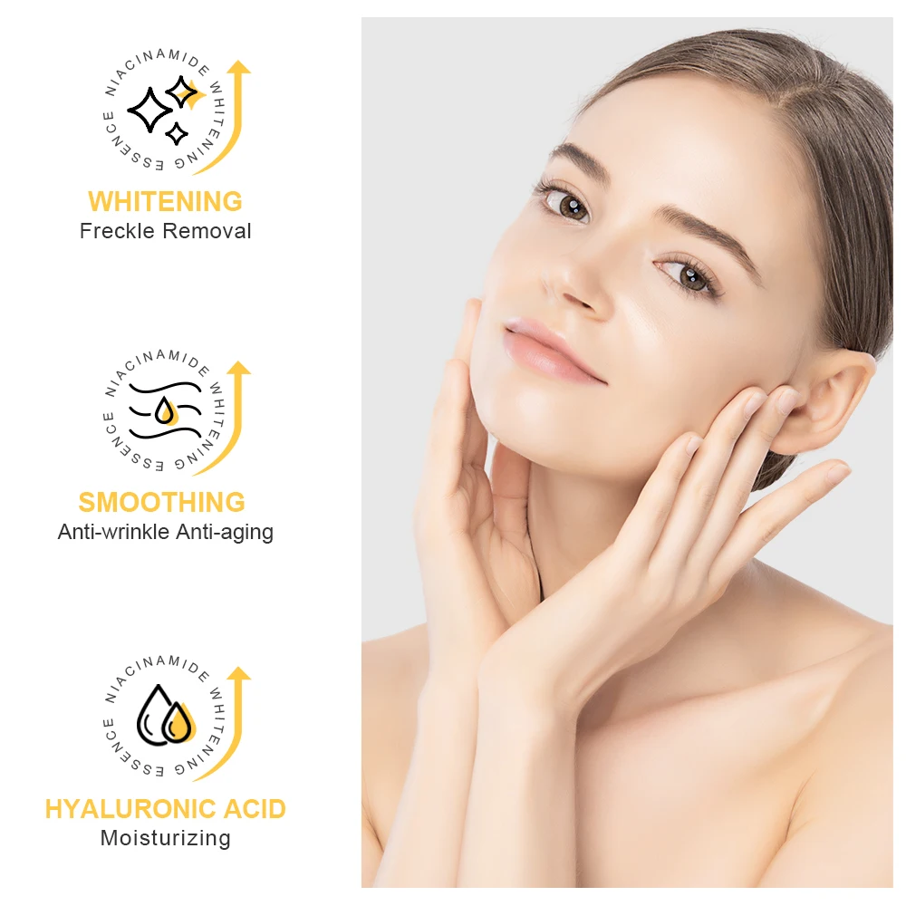 Niacinamide Face Serum 24K Gold Hyaluronic Acid Essence Whitening Dark Spot Corrector Facial Serum Skin Care Products