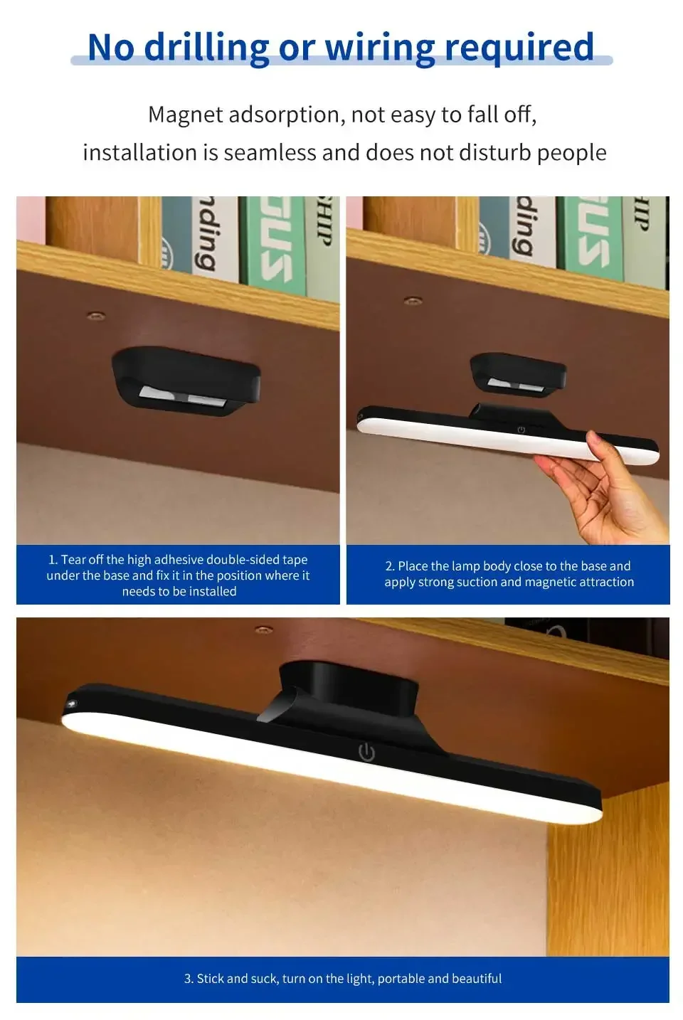 LED Makeup Light Rechargeable Magnetic Eye Protection Mirror Lamp Touch Wall Lights 30CM For Selfie Wardrobe Bathroom Lighting