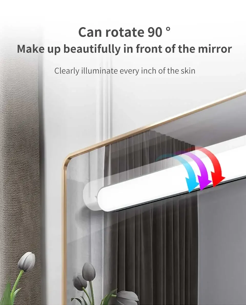 LED Makeup Light Rechargeable Magnetic Eye Protection Mirror Lamp Touch Wall Lights 30CM For Selfie Wardrobe Bathroom Lighting