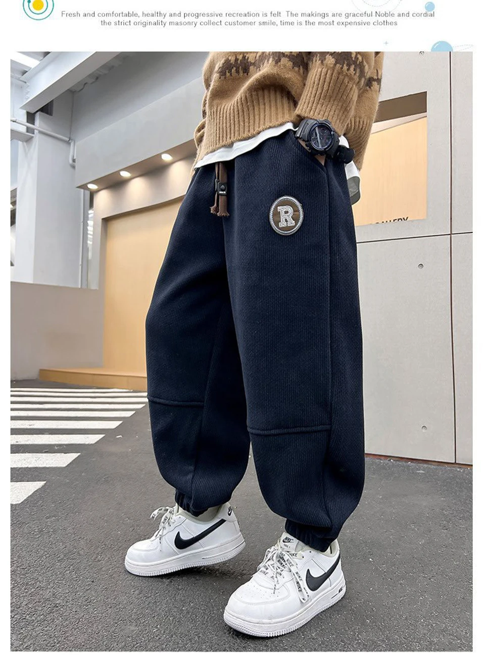 Korean Style Winter Warm Pants Children Sweatpants Thicken Corduroy Boys Casual Pants Boys Sport Pants Kids Loose Long Trousers