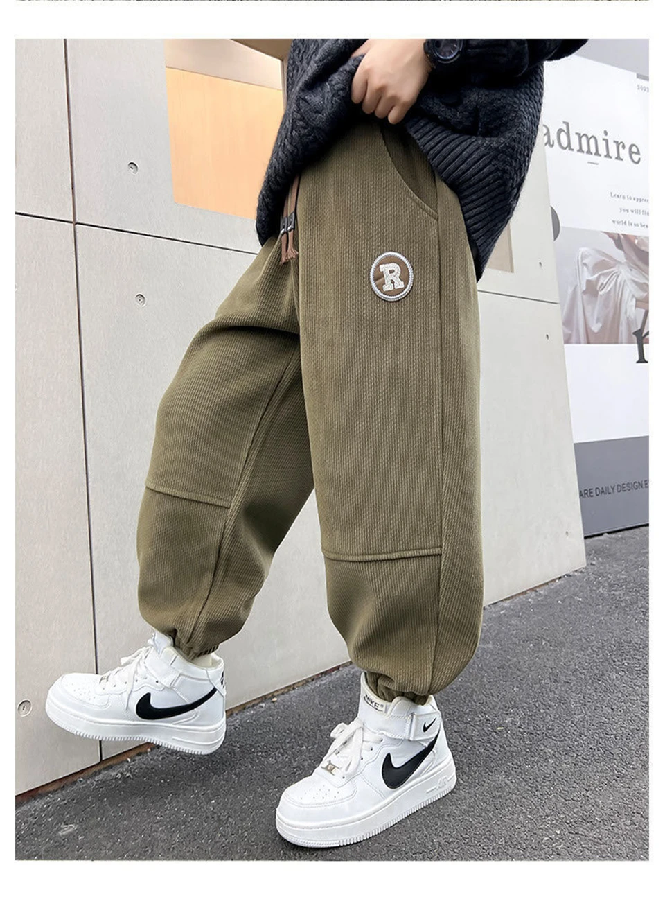 Korean Style Winter Warm Pants Children Sweatpants Thicken Corduroy Boys Casual Pants Boys Sport Pants Kids Loose Long Trousers