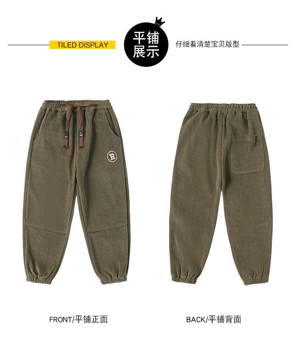 Korean Style Winter Warm Pants Children Sweatpants Thicken Corduroy Boys Casual Pants Boys Sport Pants Kids Loose Long Trousers