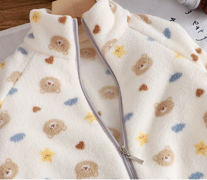 Autumn Winter Kids Thick Fleece Pajama Sets Korean Cartoon Toddler Girls Fashion Plush Warm Outfits 1-4Y Boys Home Wear Suit