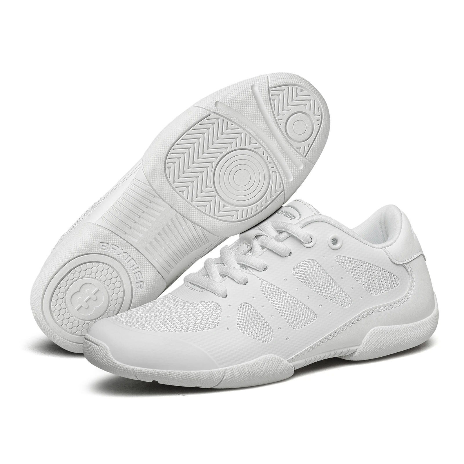 BAXINIER Girls Cheer Shoes White Cheerleading Dance Shoes Kids Athletic Training Tennis Shoes Youth Competition Sneakers