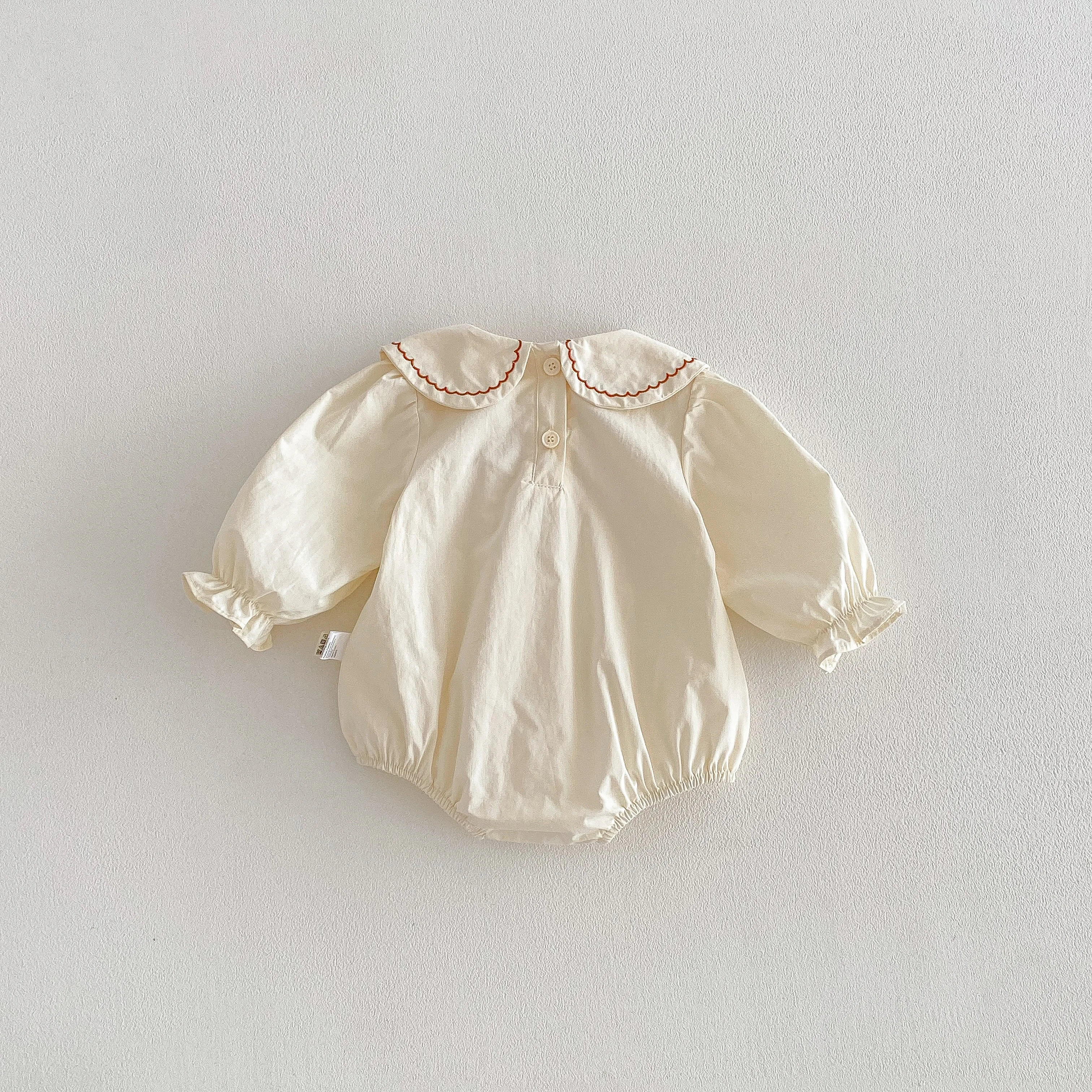 New Style One-Piece Baby Dress with Trendy Collar and Bag on the Back, Suitable for Spring and Autumn Seasons