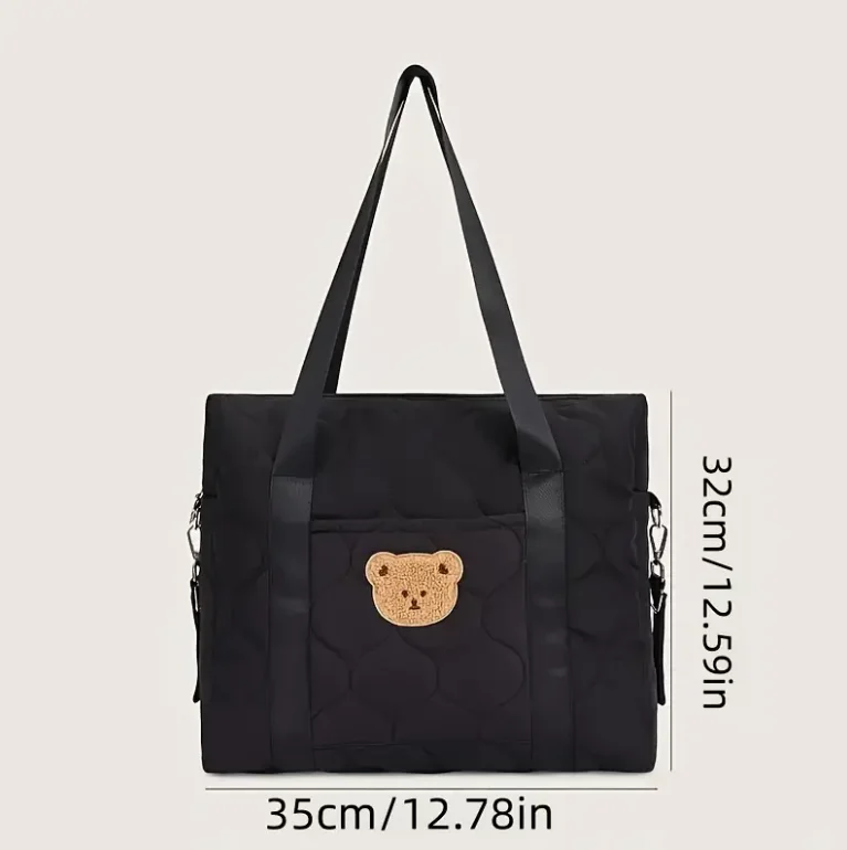 Large Capacity Portable Shoulder Crossbody Bag - Black Parent Bag for Going Out Storage