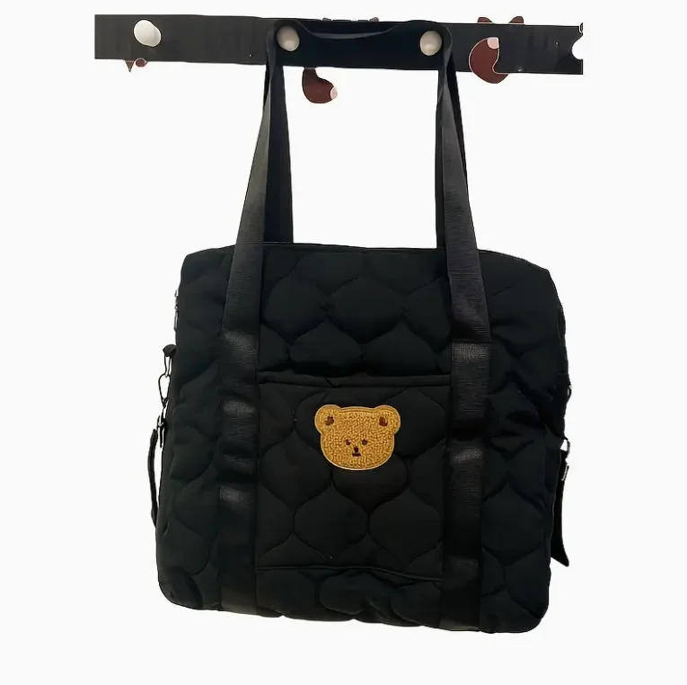 Large Capacity Portable Shoulder Crossbody Bag - Black Parent Bag for Going Out Storage