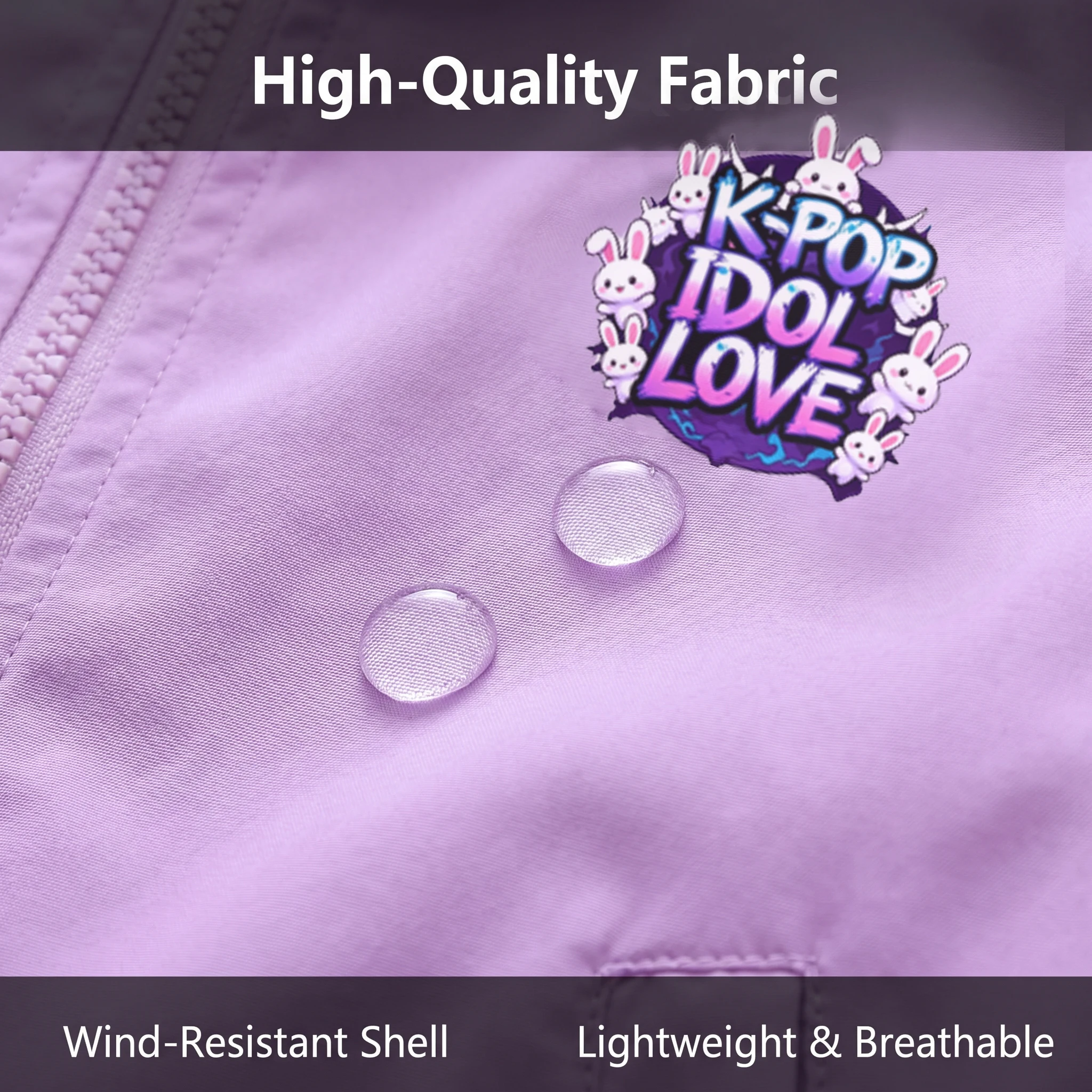 K-pop Idol Print Hooded Jacket for Girls 2026 New Spring Autumn Children Waterproof Windbreaker Coat Kids Daily Casual Outerwear