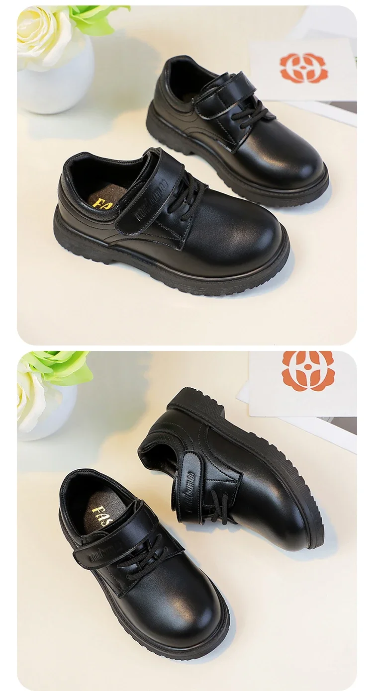 Boys Leather Party Shoes 2026 New Autumn Toddler School Uniform Shoes for Kids Soft Sole Chic Classic Wedding UK Casual Flats