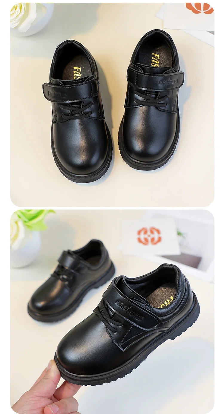 Boys Leather Party Shoes 2026 New Autumn Toddler School Uniform Shoes for Kids Soft Sole Chic Classic Wedding UK Casual Flats