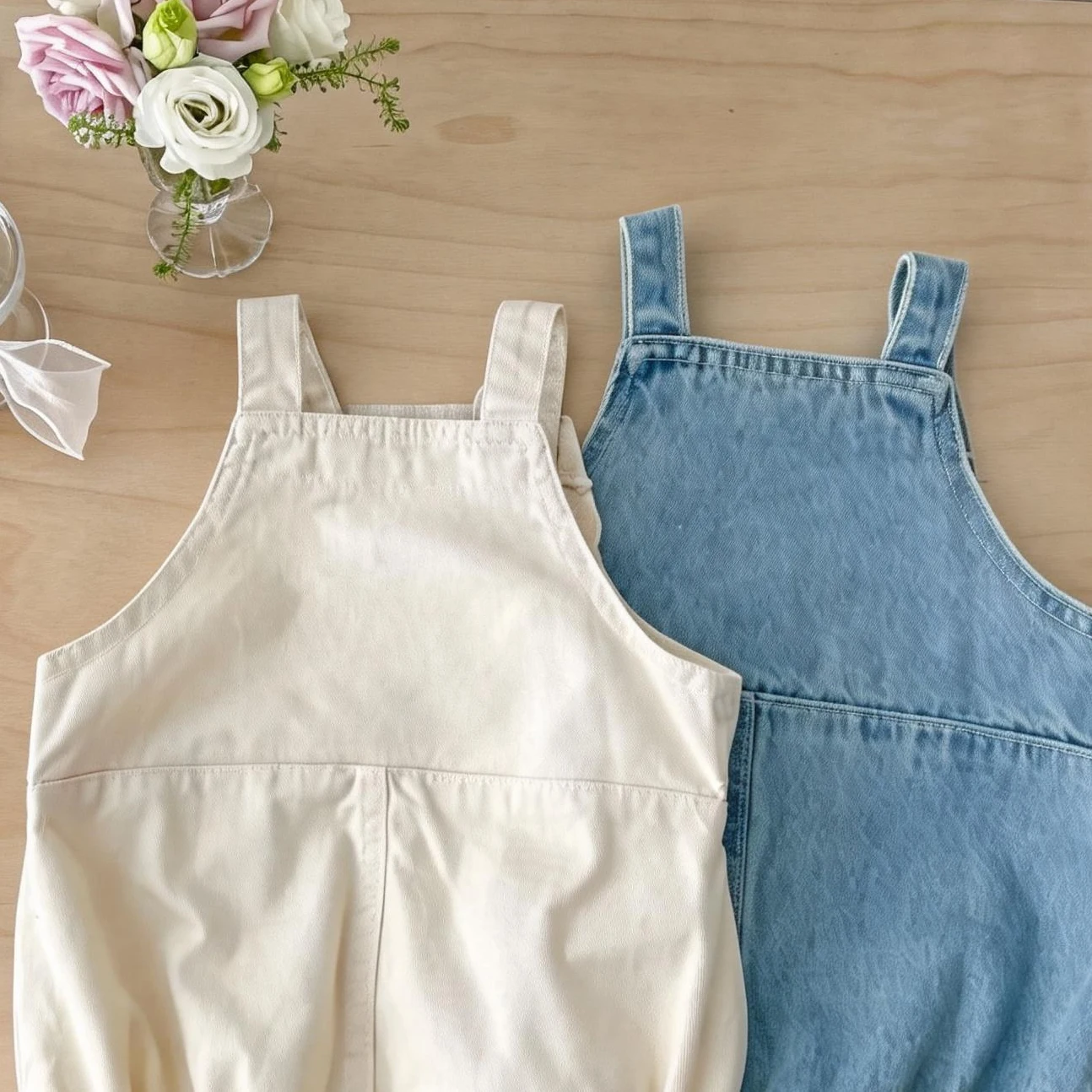 Spring and Summer Korean Style baby Cute Pocket Denim Overalls for Boys and Girls, Fashionable Triangle Nappy Cover