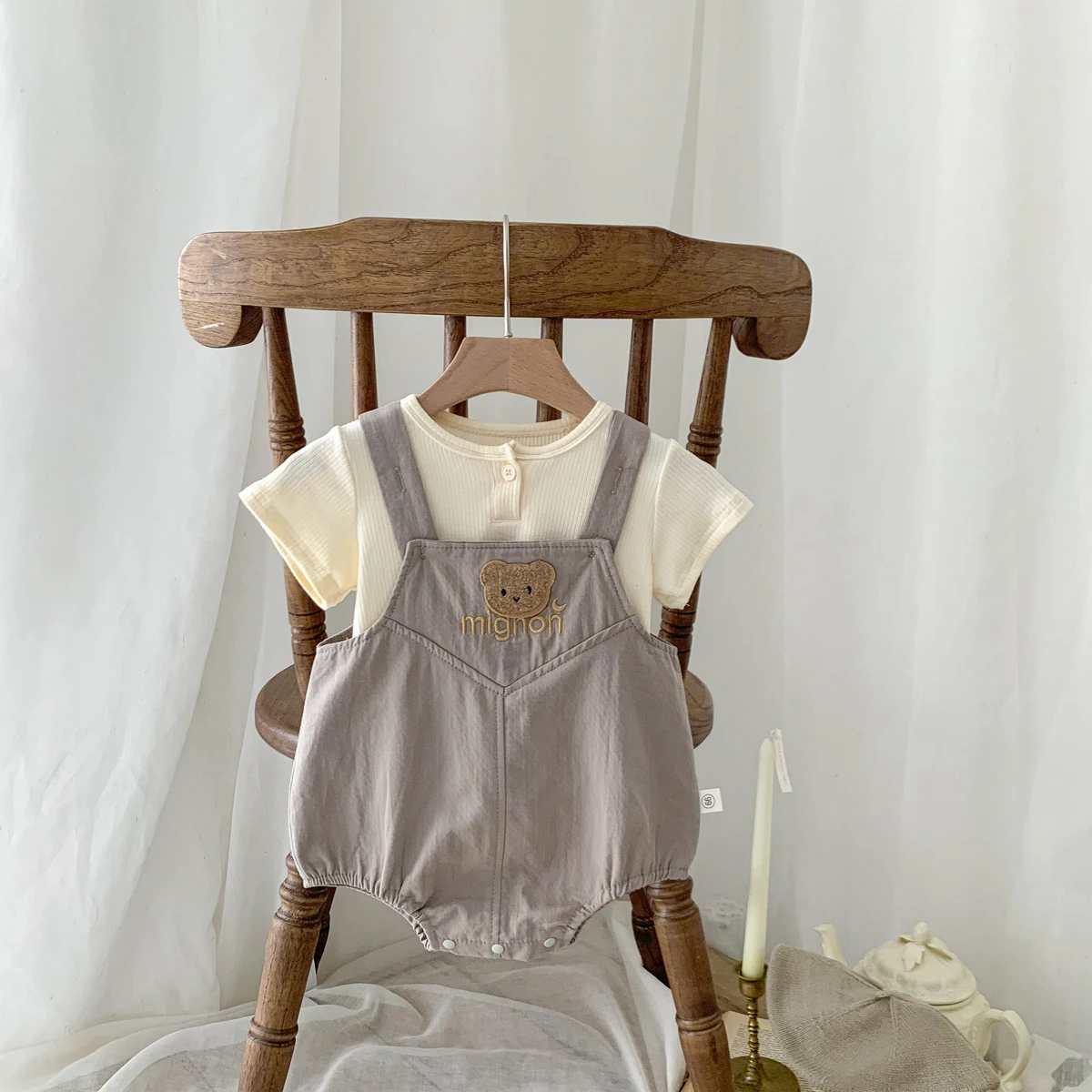 Summer Baby Clothes Set Cute Bear Print Baby Overalls 0-24 Months