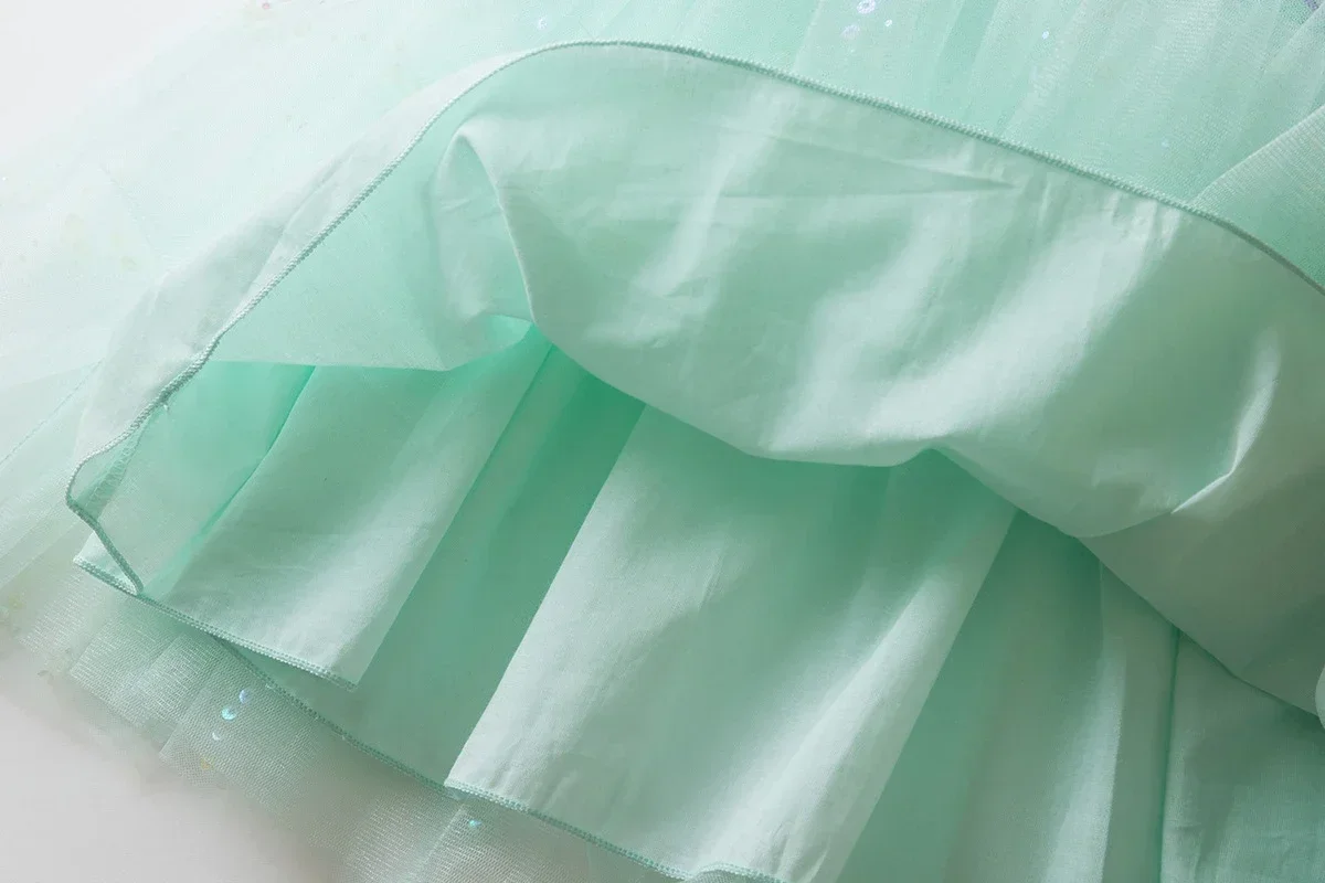 Kids Girls Mermaid Princess Fancy Costume Purple Green Tulle Dress for Carnival Birthday Halloween Cosplay Role‑Play Outfit