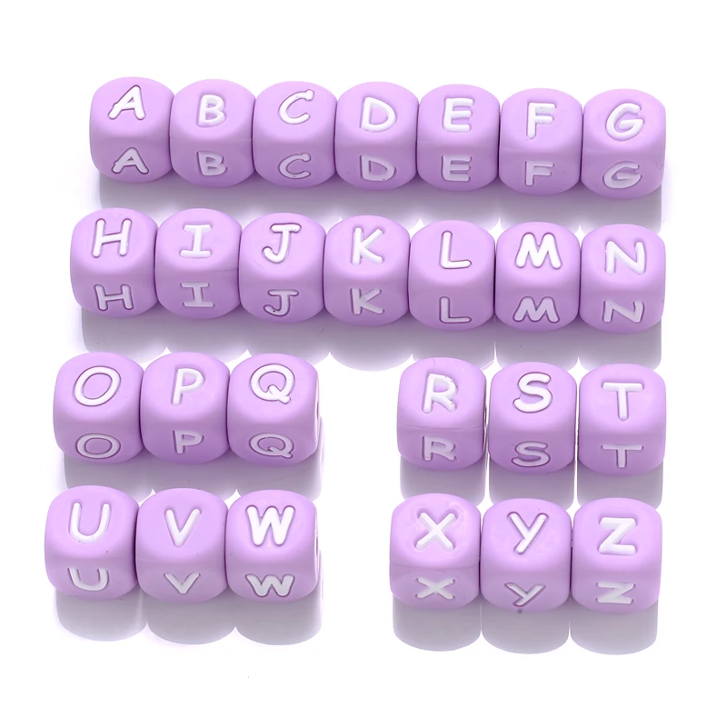 50Pcs Silicone Alphabet Letter Beads 12mm Square Alphabet Spacer Bead For Jewelry Making Pacifier Chain Name Teether Bulk