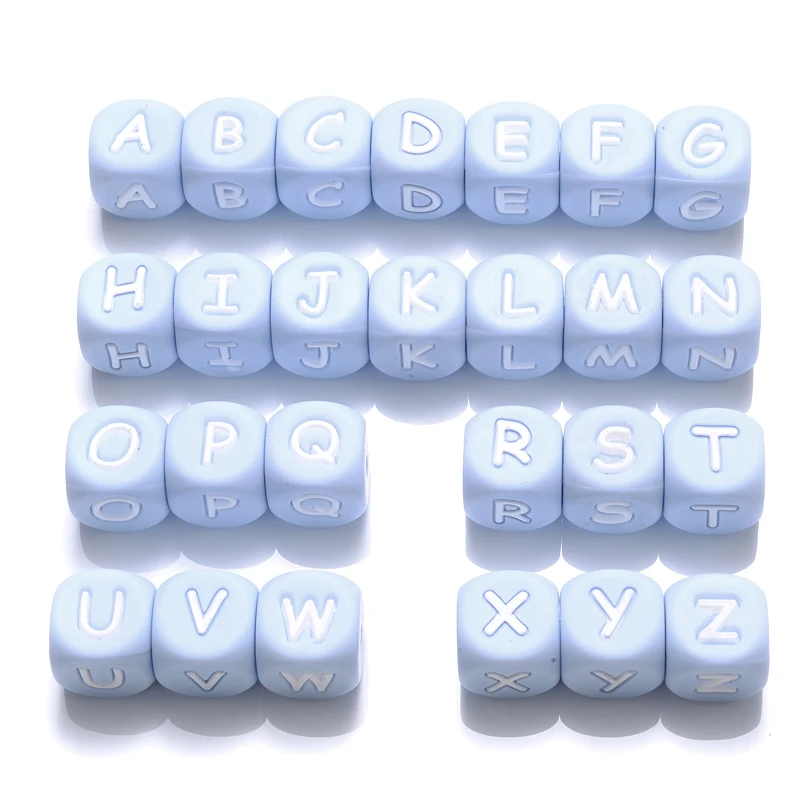 50Pcs Silicone Alphabet Letter Beads 12mm Square Alphabet Spacer Bead For Jewelry Making Pacifier Chain Name Teether Bulk